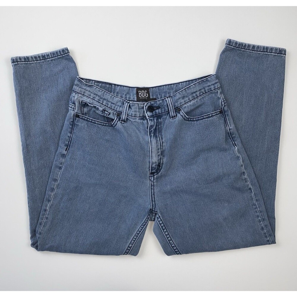 BDG Blue High Rise Straight Leg Mom Jeans Size 27 Medium Wash